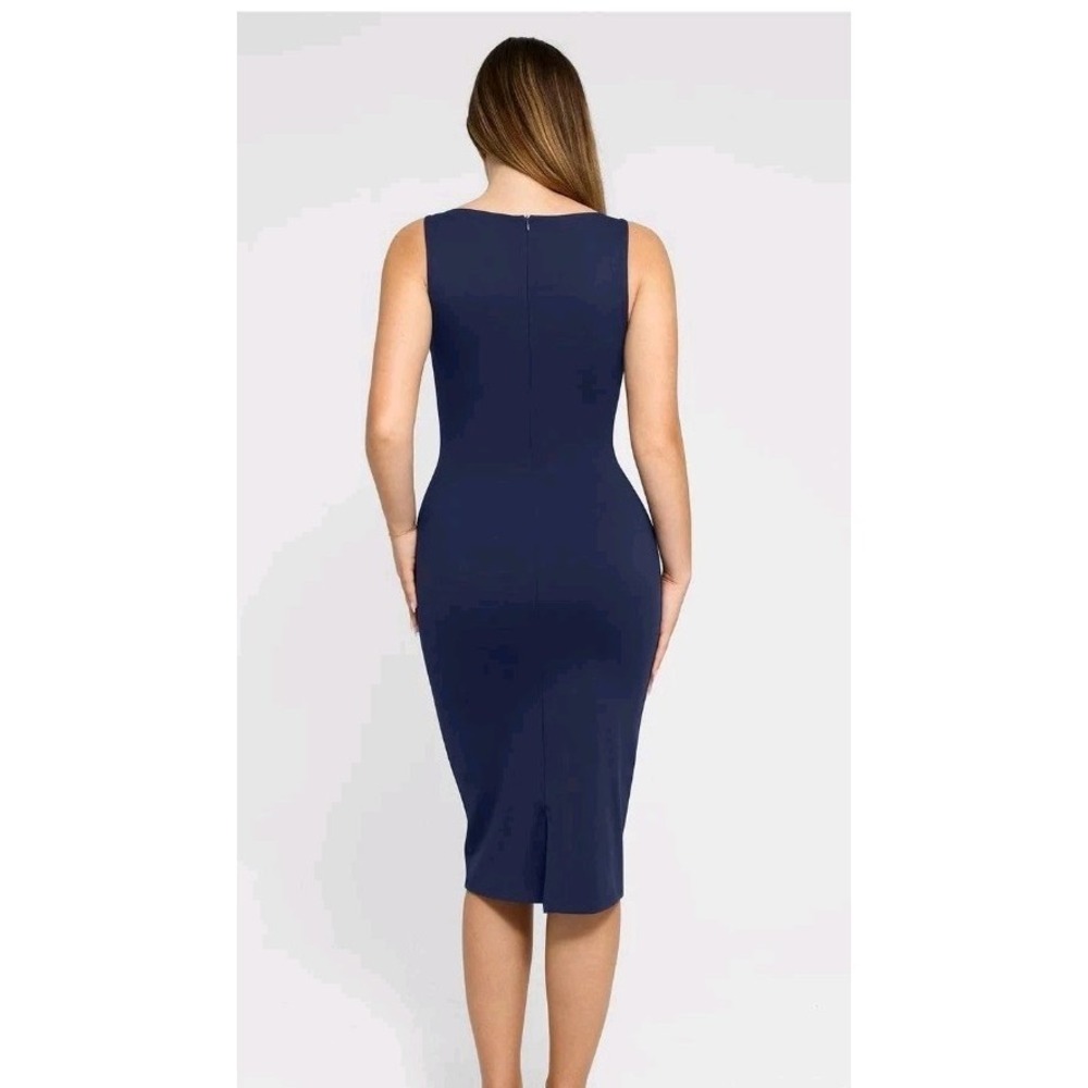 Popilush Shapewear Sleeveless Boatneck Sculpting Midi Work Dress Blue L - Picture 5 of 10